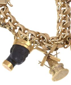 14k and 18k Yellow Gold Antique Charm Bracelet