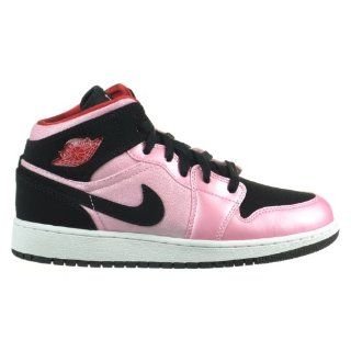 Girls Air Jordan 1 MID (GS) Shoes Ion Pink/Black Gym Red White