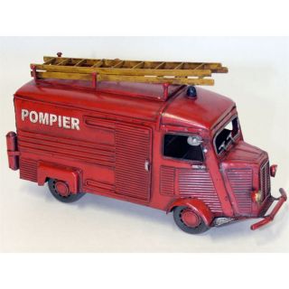 SOLEIL D OCRE   CAMION POMPIER S RED CITROEN FIRE ENGINE 1940 L 33 cm