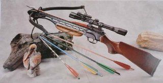 150 Lbs Wood Crossbow with Scope and Pack of Metal Arrows