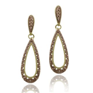 DB Designs Rose Gold Over Silver Champagne Diamond Accent Teardrop