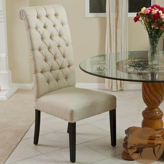 Christopher Knight Home Limon Tall Back Tufted Dark Beige Fabric