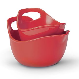 Rachael Ray Red Stoneware Mixing Bowl (Set of 2)