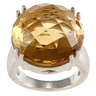 FJC Sterling Silver Round Disc Citrine Ring