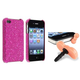 Purple Sparkle Glitter Case/ Pink Dust Cap for Apple iPhone 4/ 4S