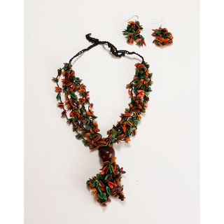Earth Melon Seed Necklace and Earring Set (Colombia)
