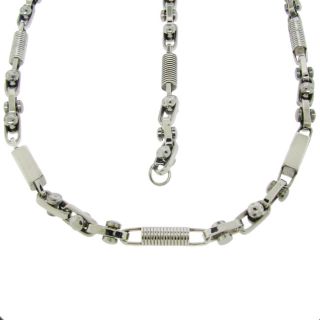 Stainless Steel Textured Link Necklace and Bracelet Set