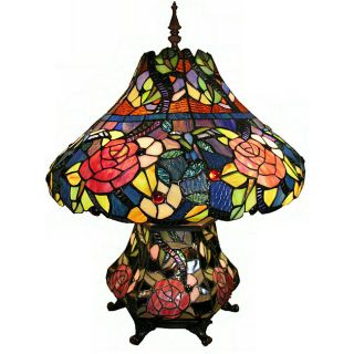 Tiffany style Double light Rose Table Lamp