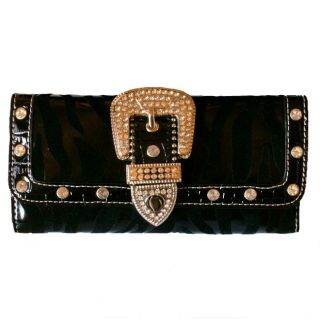 Womens Faux Leather Animal Print Buckle Wallet
