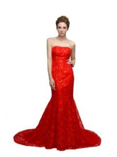 Artwedding Strapless Allover Lace Mermaid Prom Formal
