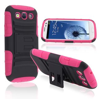 BasAcc Pink/ Black Hybrid Case with Stand for Samsung© Galaxy SIII