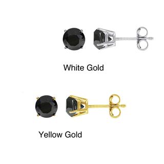 14 karat Gold 1.5 carat TDW Round cut Black Diamond Stud Earrings