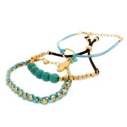 Nexte Jewelry Turquoise and Gold Bead Charm Bracelet Set