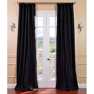 Black Dupioni Silk 96 inch Curtain Panel