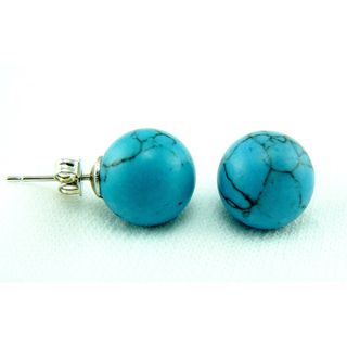 Pretty Little Style Silver plated Synthetic turquoise Stud Earrings