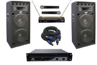 Pyle KTDA152 2400 Watt Complete DJ Stage Speaker System   Dual 15