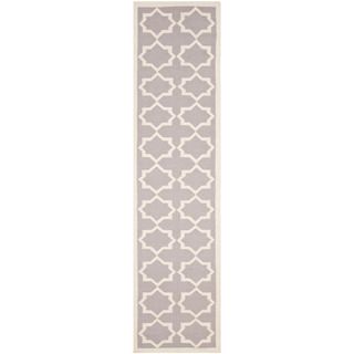 Moroccan Dhurrie Grey/ Ivory Wool Rug (26 x 12)