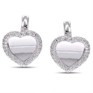 Miadora 18k White Gold 4/5ct TDW Diamond Heart Earrings (G H, SI1 SI2