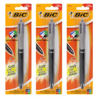 BIC 4 Color Soft Grip Retractable Medium Ballpoint Pen (Pack of 3