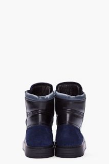KRISVANASSCHE Blue Leather Hiking Sneakers for men