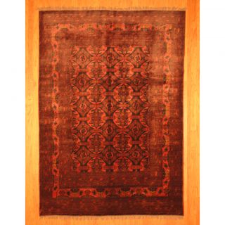 Afghan Hand knotted Tribal Khal Mohammadi Rose/ Black Wool Rug (68 x