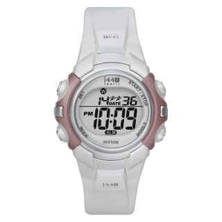 Timex Womens T5G881 1440 Sports Digital White/Silvertone/Pink Watch