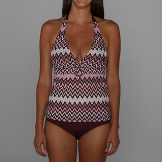 Perry Ellis Point Taken Tankini Top and Perfect Perry Black Plum