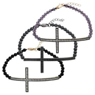 Tressa Sterling Silver Bead Sideways Holy Cross Bracelet MSRP $71.99