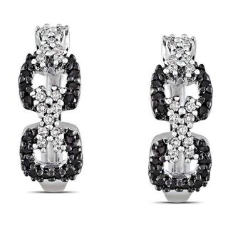 Sterling Silver 1/3ct TDW Black and White Diamond Earrings (G H, I3
