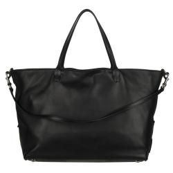 Valentino Black Leather Flower Studded Shopper Bag