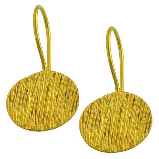 14k Gold over Silver Brushed Disc Dangle Earrings