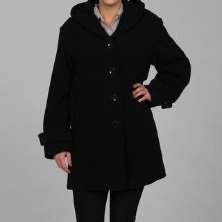 Jones New York Womens Plus Size Wool Blend Hooded Coat FINAL SALE