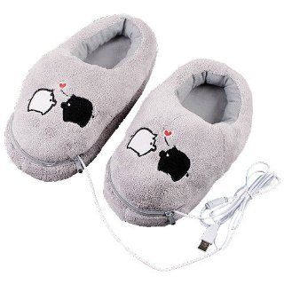 PC Electric Heating Slippers Heated Shoes Foot Warmer Piggy New Gray