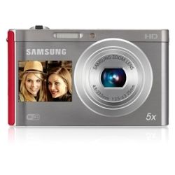 Samsung DualView DV300F 16.1MP Silver/Red Digital Camera Today $154