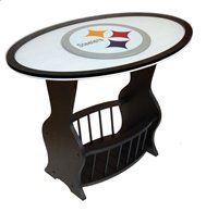 Pittsburgh Steelers Wood End Table With Glass Cover