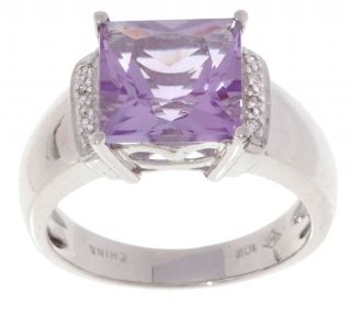 10 kt. White Gold 1/10 ct Diamond and Amethyst Ring