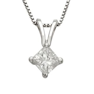 Platinum 1/4ct TDW Princess cut Diamond Necklace (G H, SI1 SI2) Today