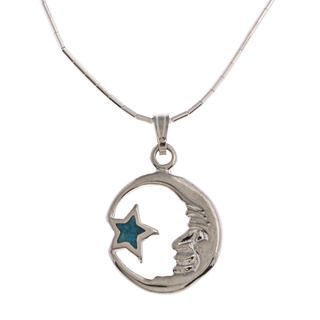 Southwest Moon Moon and Star Turquoise Inlay Liquid Metal 16 inch