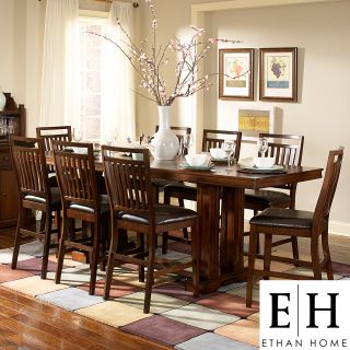 ETHAN HOME Harper Warm Cherry 9 piece Counter Height Dining Set Today