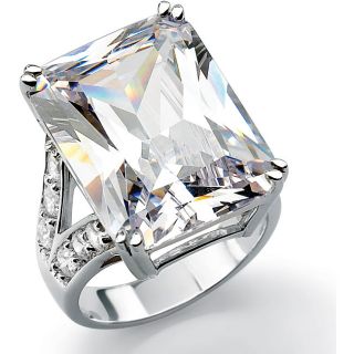 Ultimate CZ Gold over Silver Emerald cut Cubic Zirconia Ring