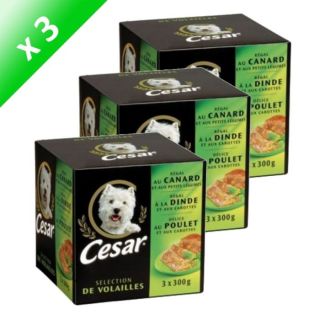 CESAR 3 variétés 9 x 300g   Achat / Vente REPAS POUR ANIMAUX CESAR 3