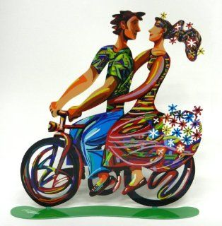 Spring Bicycle Riders Metal Sculpture By David Gerstein