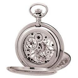 Avalon Imperiale Steel Skeleton Double cover Pocket Watch