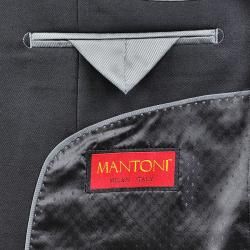 Mantoni Mens Solid Black 3 button Vested Wool Suit