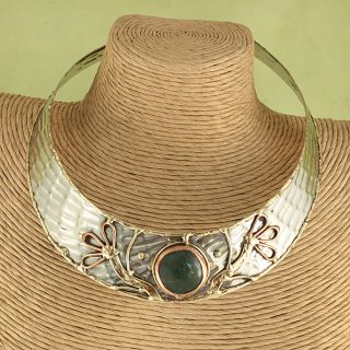 Handcrafted Textured Brass Copper Spring Sun Choker (India) Today $42