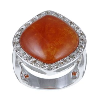 Sterling Silver Red Jade and White Topaz Ring Today $60.99 Sale $54