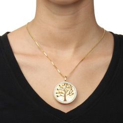 18k Gold over Silver 5/8ct TDW Diamond Tree of Life Necklace (H I
