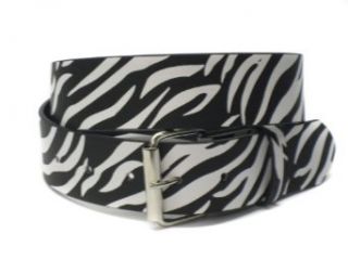 Large 38in   40in White Zebra Stripe Genuine Leather Belt