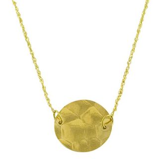 14k Yellow Gold Adjustable Hammered Disc Necklace