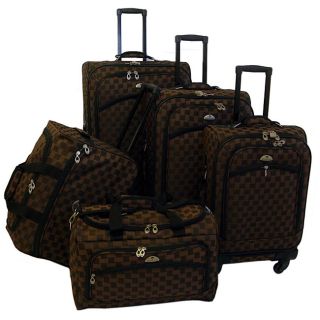 American Flyer Madrid 5 Piece Brown Spinner Luggage Set See Price in